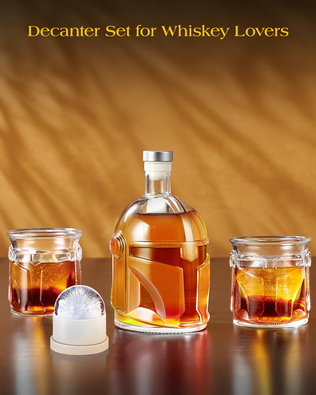 The Wine Things helmet glass set complements the helmet decanter