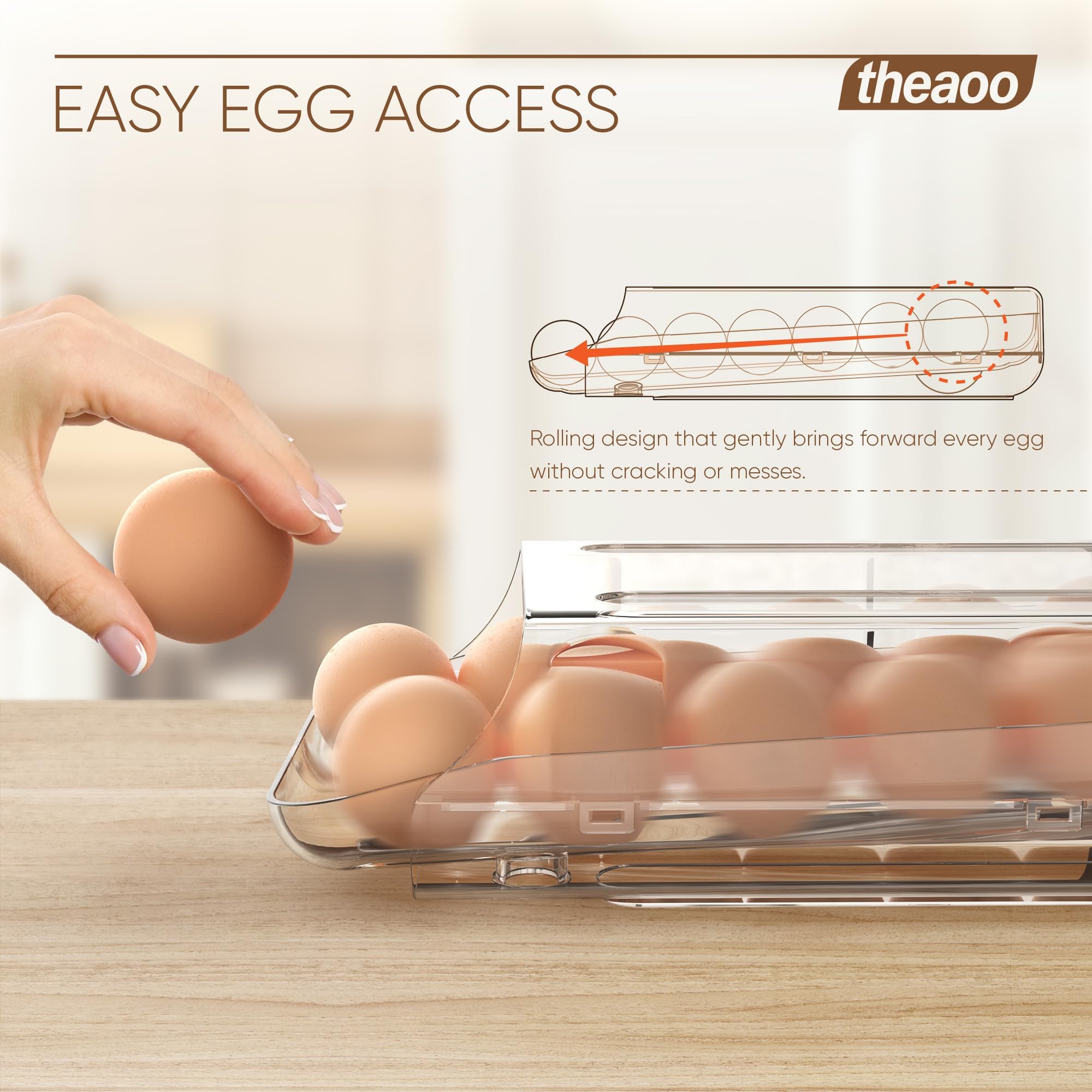 theaoo clear plastic egg dispenser shows transparency and visibility