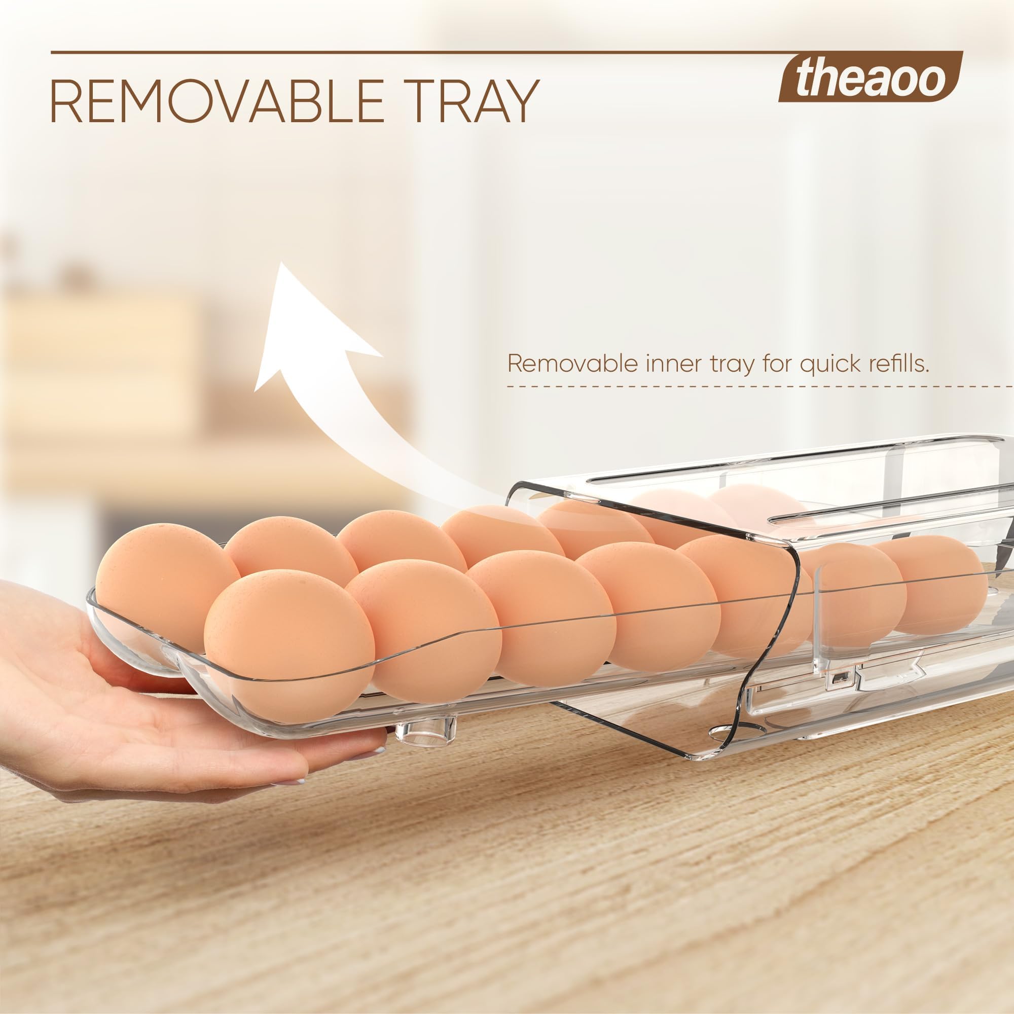 theaoo removable inner tray for easy egg loading