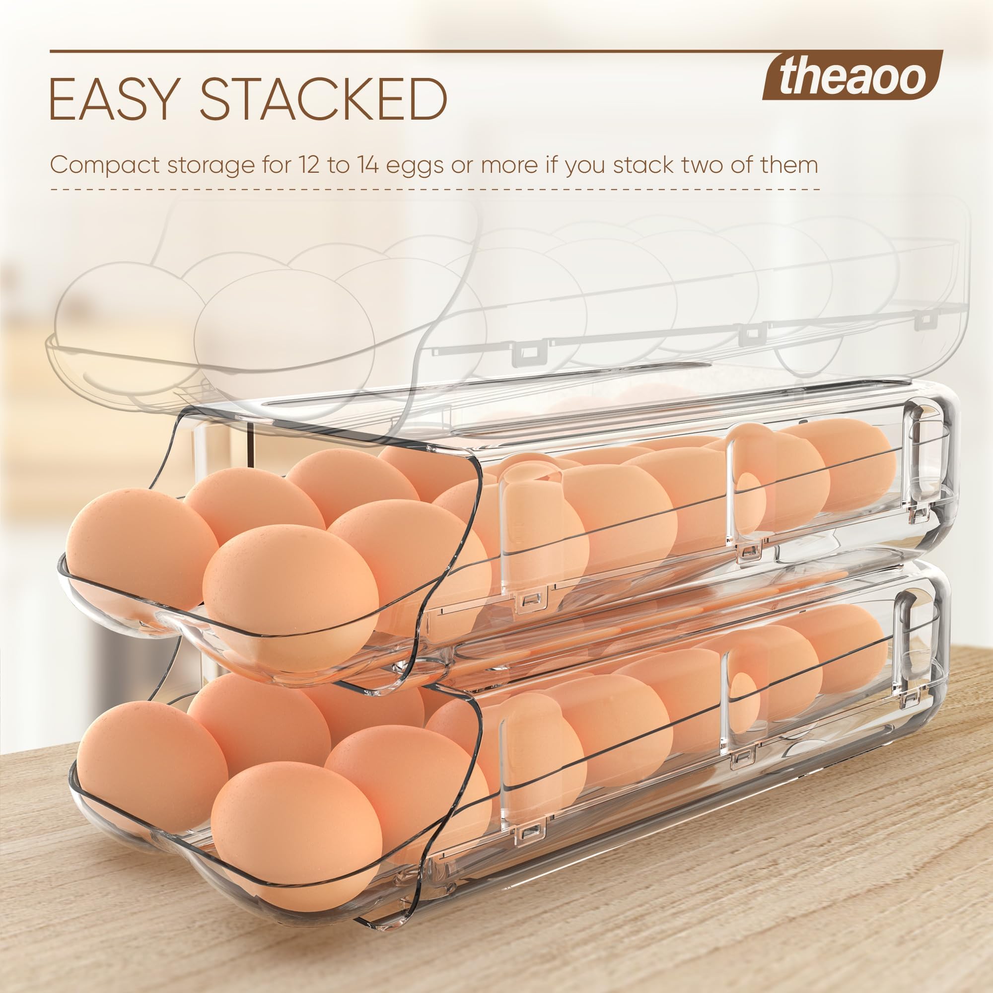 theaoo see-through top to monitor egg stock at a glance