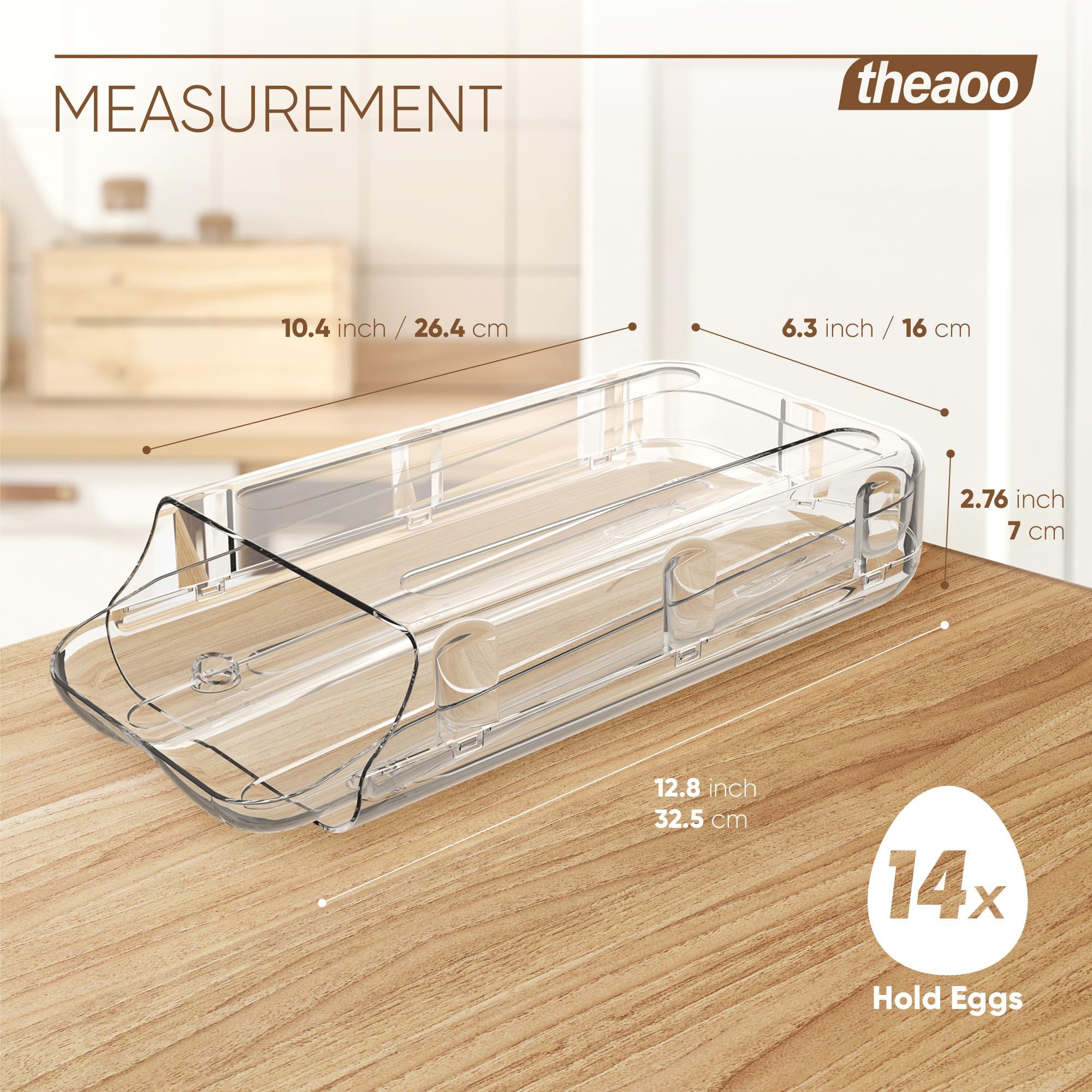 theaoo stackable egg organizer drawer demonstrates compact fridge storage