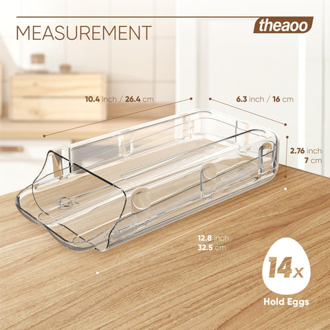 theaoo stackable egg organizer drawer demonstrates compact fridge storage