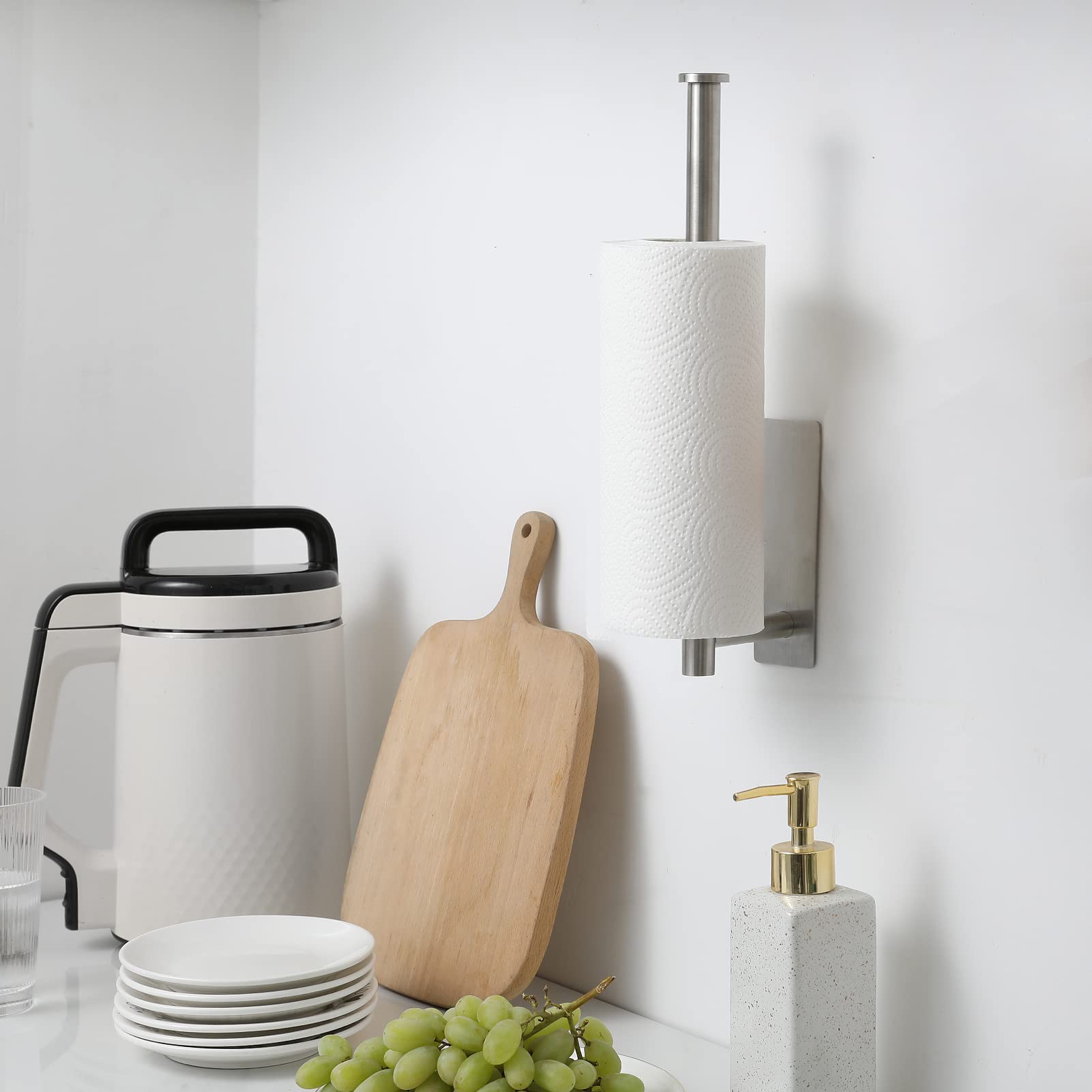 theaoo stainless steel wall mount paper towel holder vertical saves space