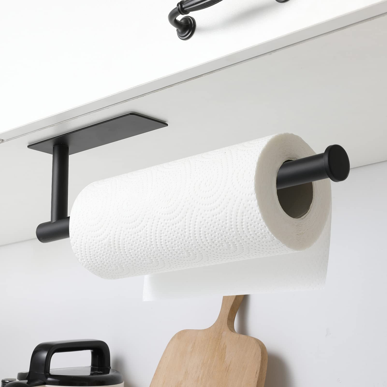 theaoo wall-mounted paper towel rack in matte black adds sleek style