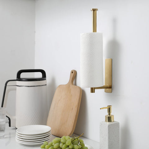 theaoo wall-mounted paper towel rack in matte black blends with modern kitchens.