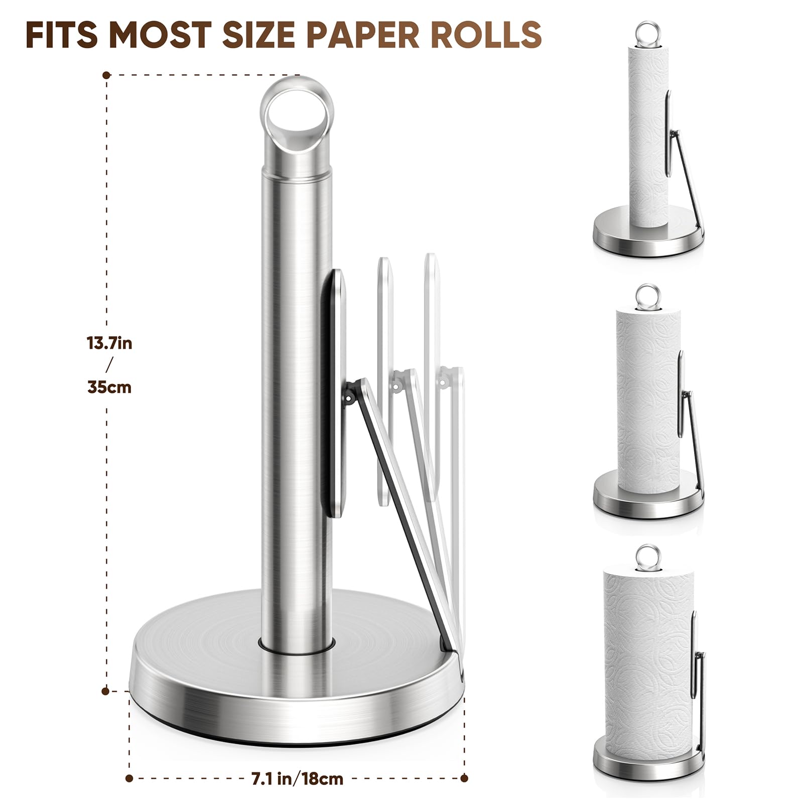 Theaoo weighted base keeps the holder steady, preventing slips during towel tearing.