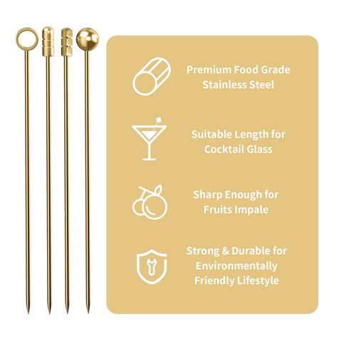 THECOSKY golden skewers with ball tips, easy handling and safe storage.
