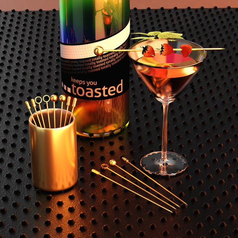 THECOSKY rustproof 304 stainless steel picks, durable, reusable for cocktails.