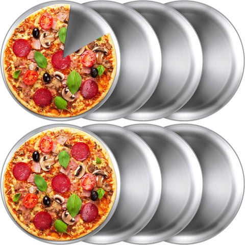 Thenshop 8-piece pizza pans set for even baking and easy serving.