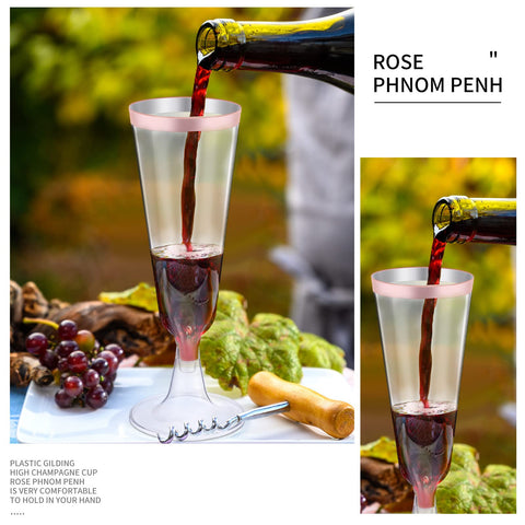 Thenshop detachable base plastic champagne cups for quick assembly.
