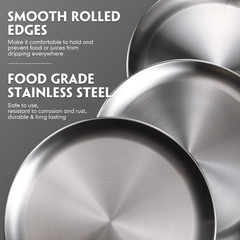Thenshop mirrored surface pizza pan designed for smooth food release.