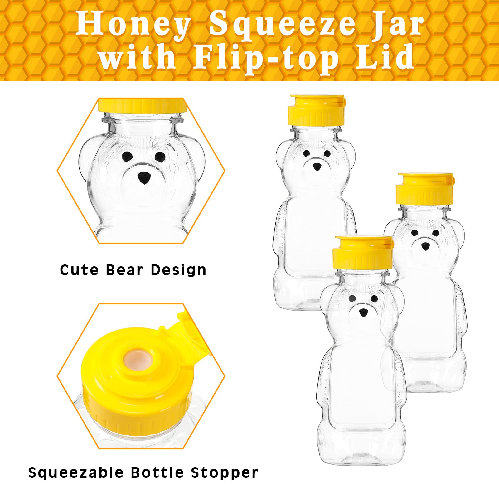 Thenshop plastic honey bottle transparent for clear visibility of contents.