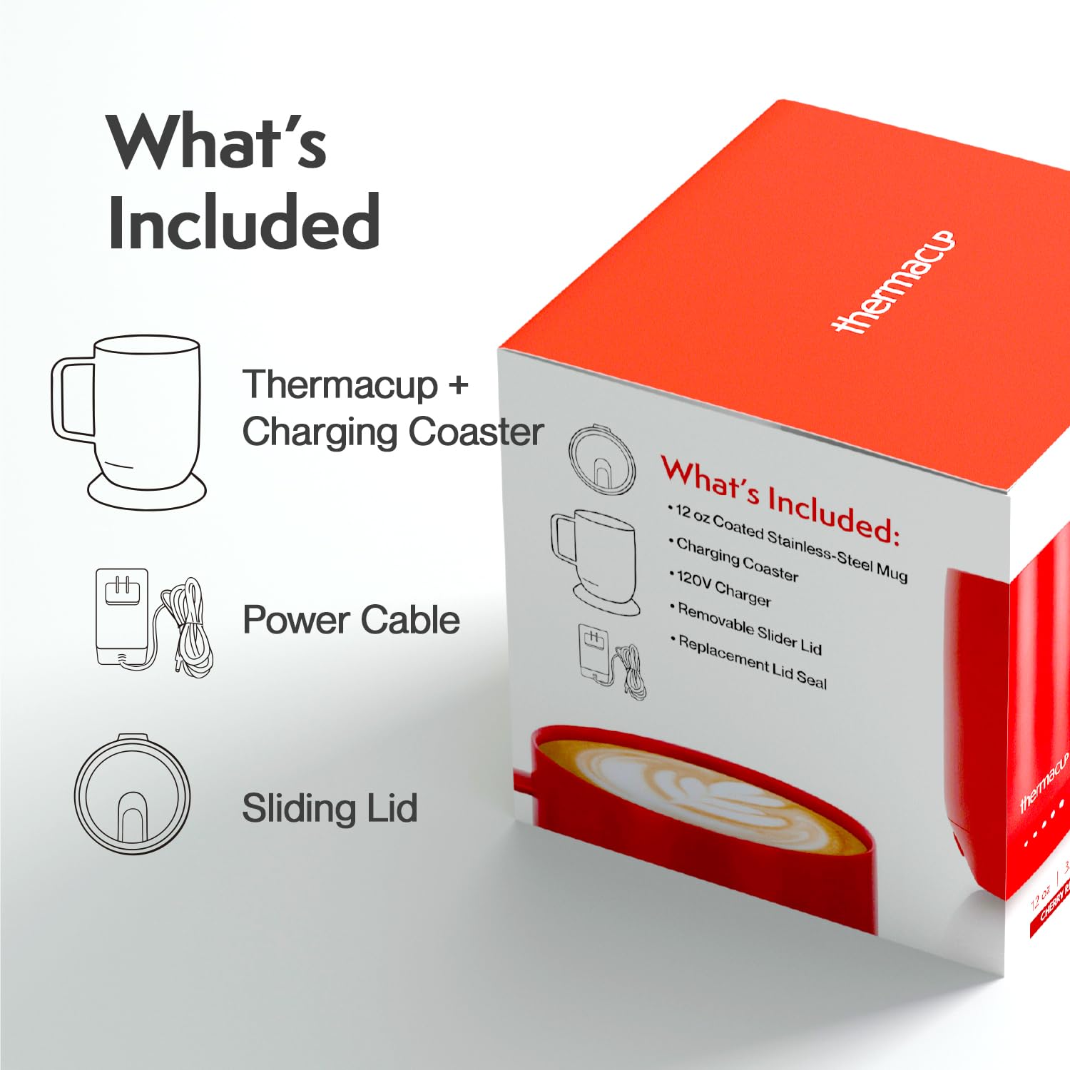 THERMACUP charging coaster powers mug for all-day warmth during work or study.