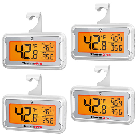 ThermoPro Refrigerator Thermometer with backlit display for easy reading in dark refrigerators.