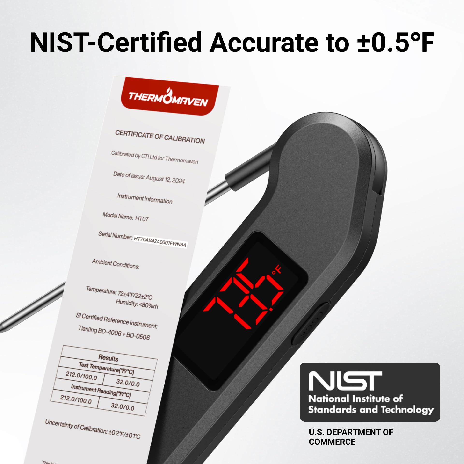 Bright LED display on ThermoMaven aids visibility during nighttime cooking.