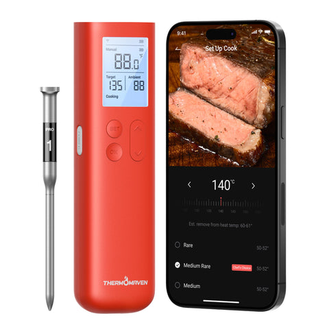 ThermoMaven G1 display base shows real-time temperatures for hands-on control.