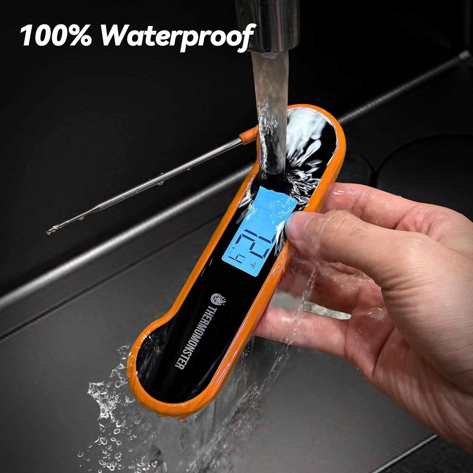 ThermoMonster motion-sensing thermometer wakes on pickup for quick checks.