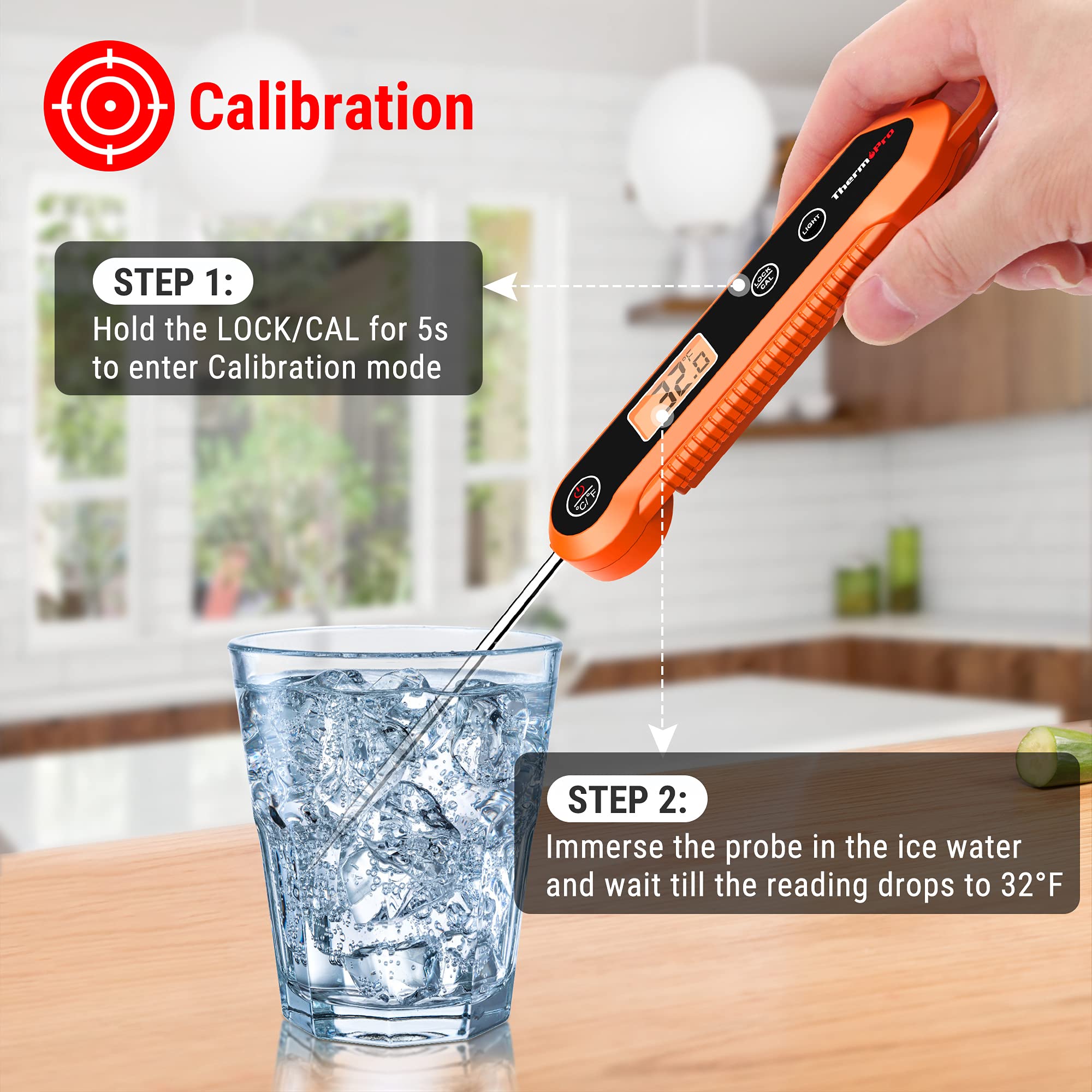 ThermoPro backlit display allows easy reading in dim kitchen light.