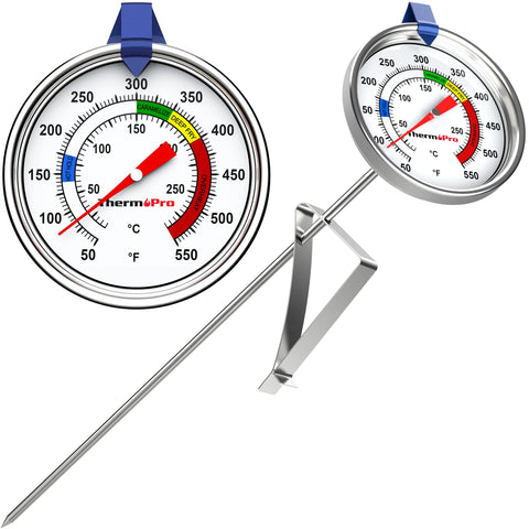 ThermoPro candy thermometer with pot clip and 9-inch probe for safe frying