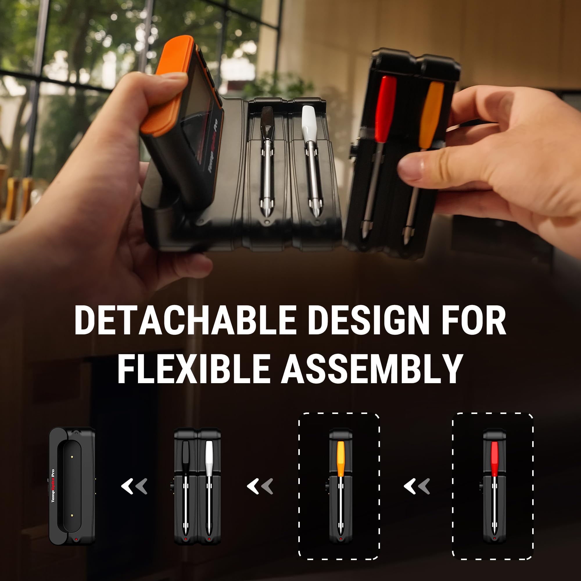 ThermoPro detachable base and booster for flexible charging and setup.