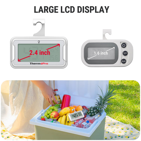 ThermoPro easy-to-read display helps monitor fridge temperatures at a glance.