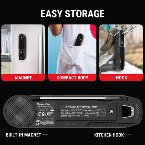 ThermoPro Lightning backlit digits provide clear readings in low light.