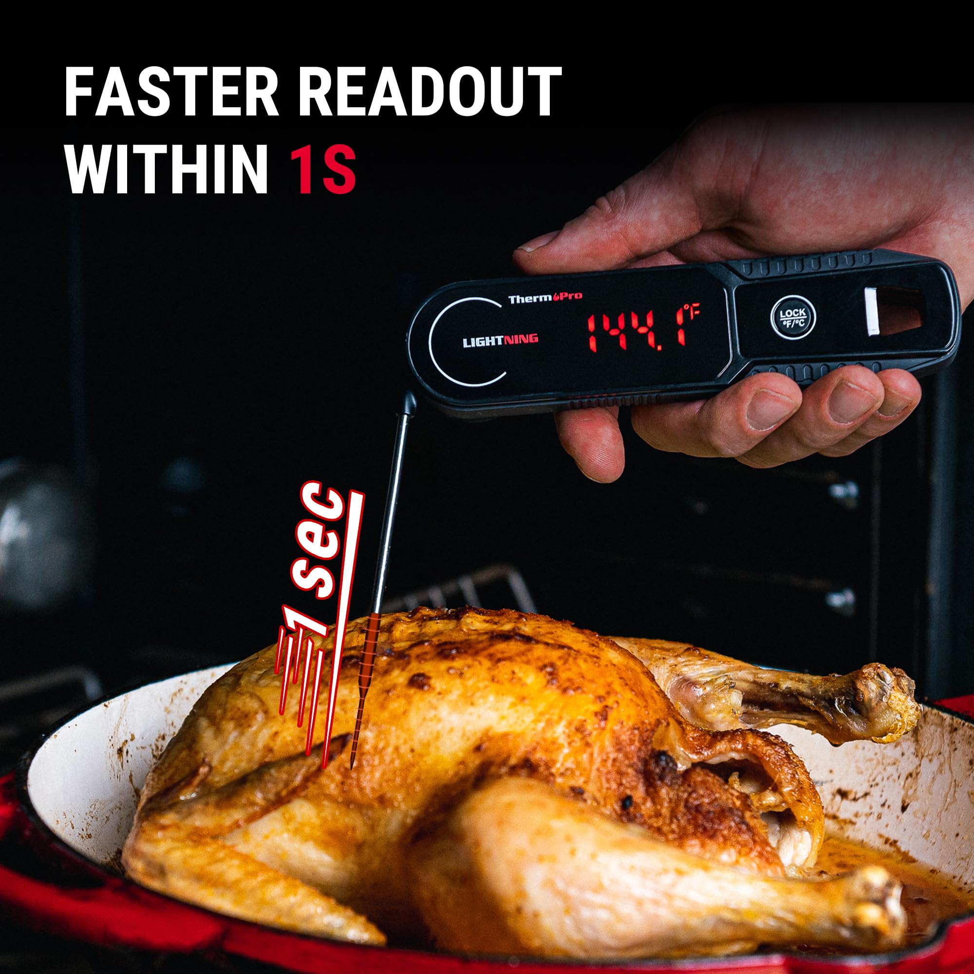 ThermoPro Lightning motion wake enables instant use.