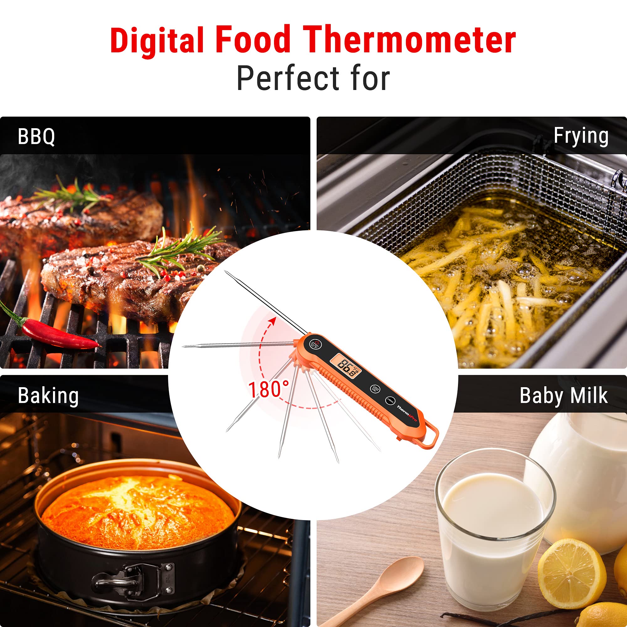 ThermoPro magnetic back storage keeps the thermometer within reach near the grill.
