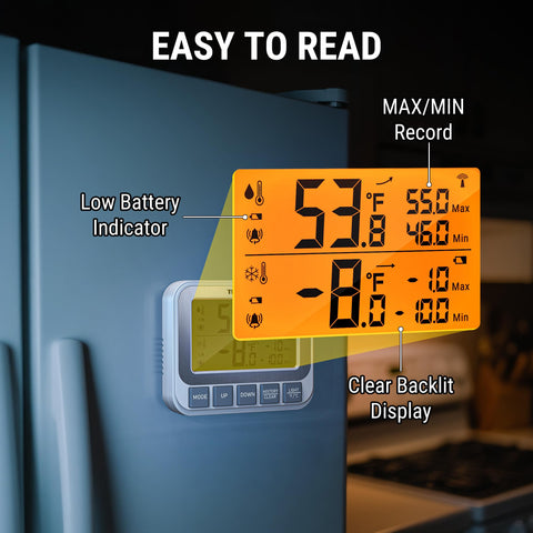 ThermoPro rechargeable transmitter designed for cold environments with included cable.