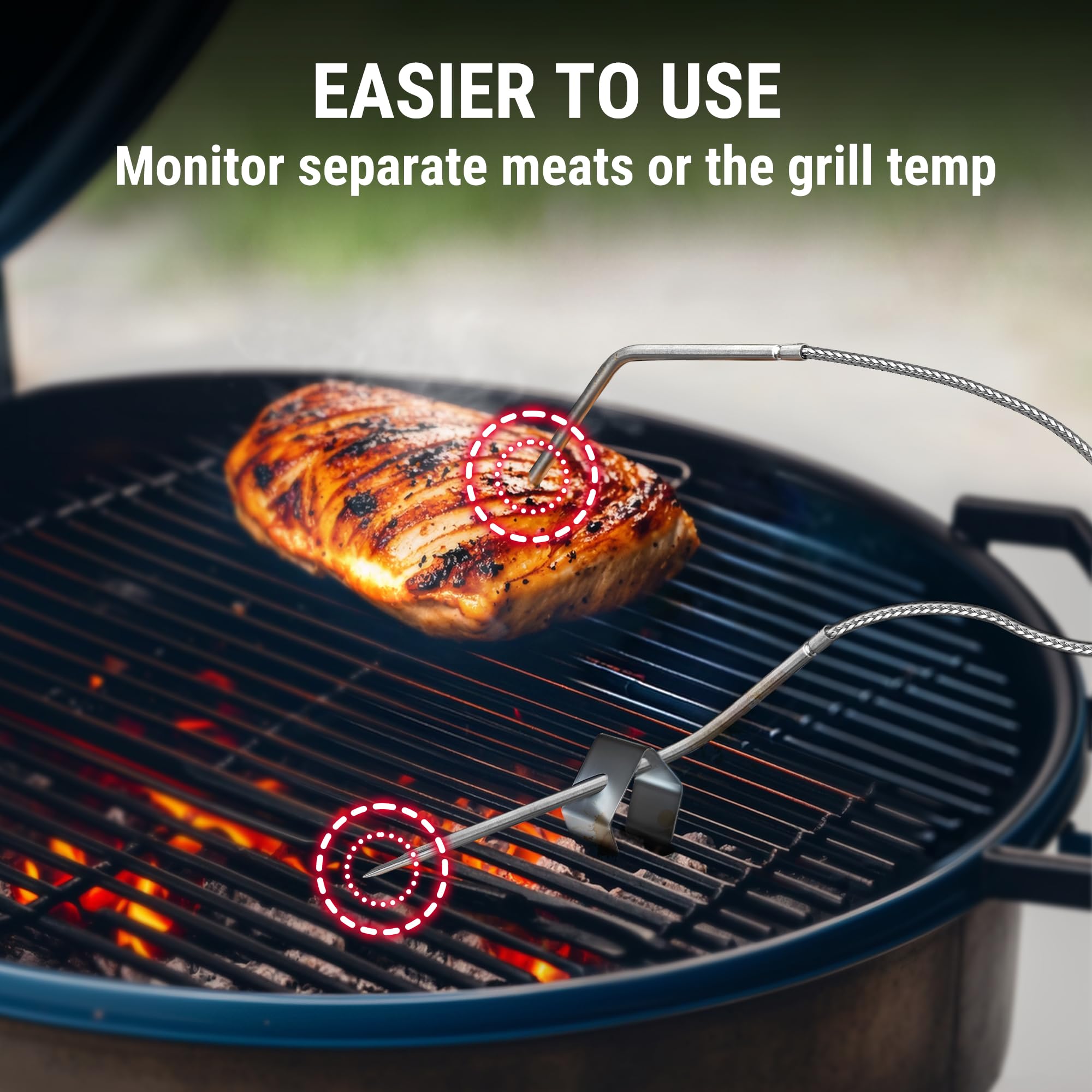ThermoPro target vs current temp display aids timing during cooking.