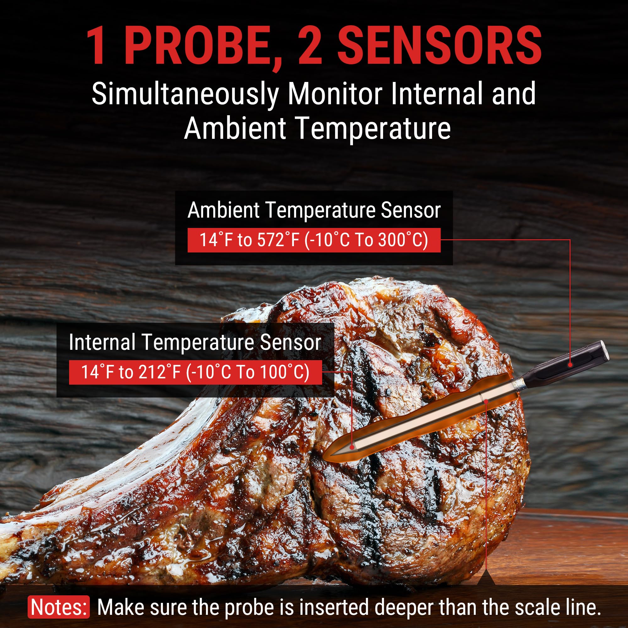 ThermoPro TempSpike app control screen with customizable alerts