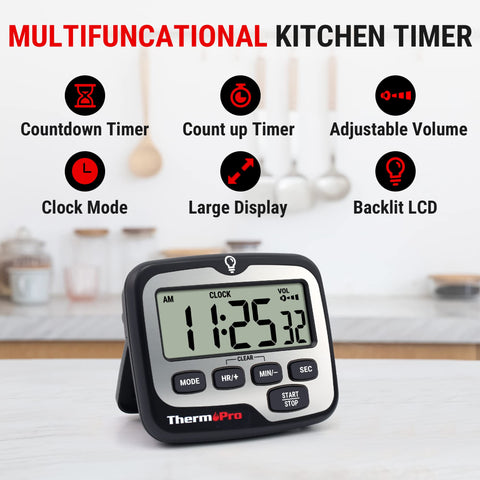 ThermoPro TM01 backlit digits enable easy viewing while baking