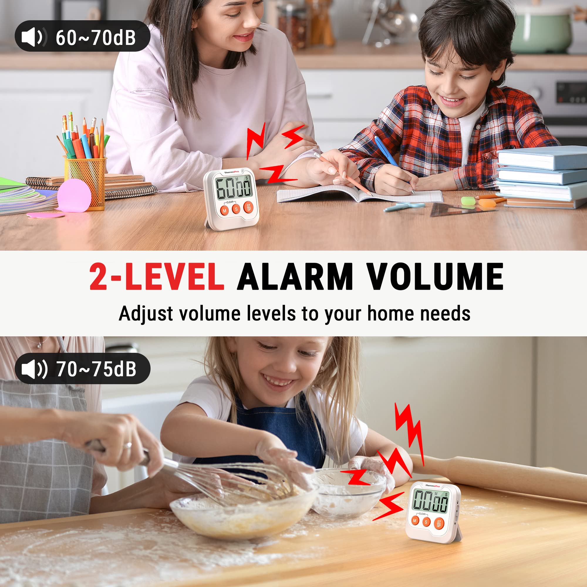 ThermoPro TM03 timer kickstand supports stable desk placement