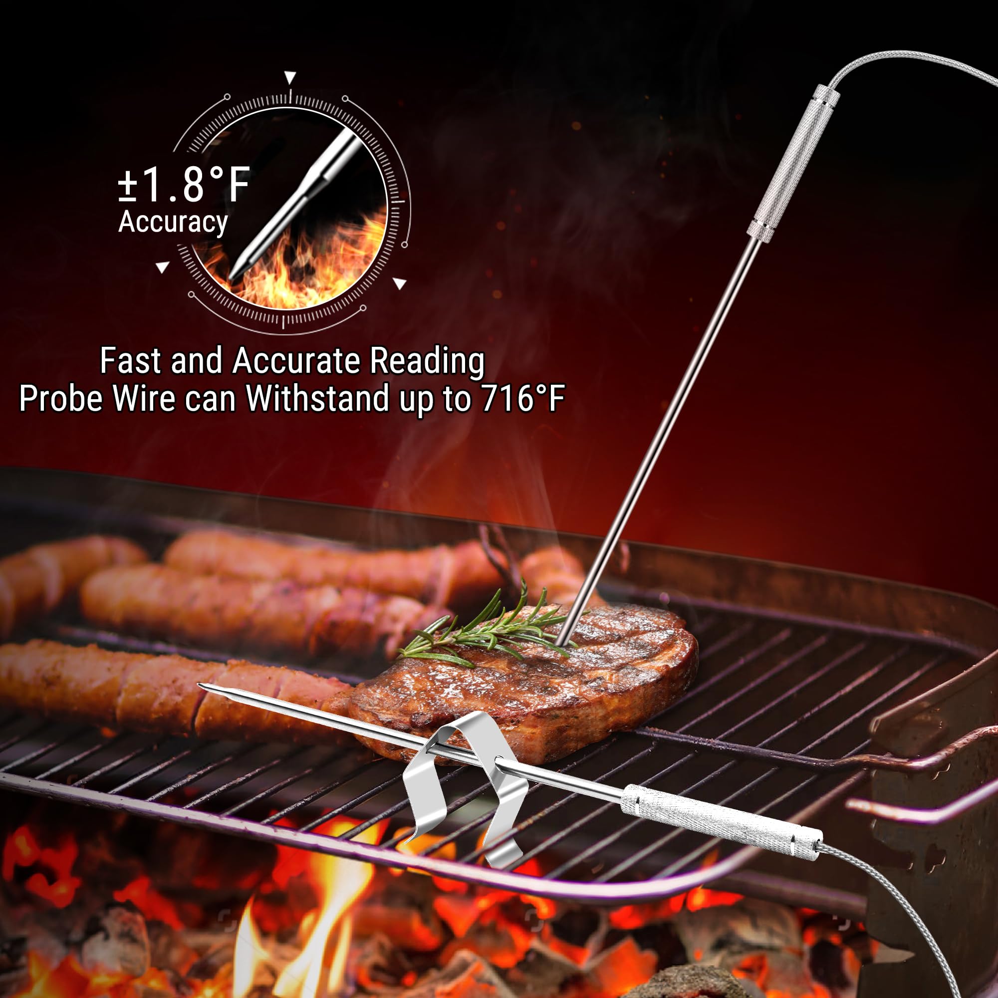 ThermoPro TP08 two probes support long smokes and multi-zone cooking
