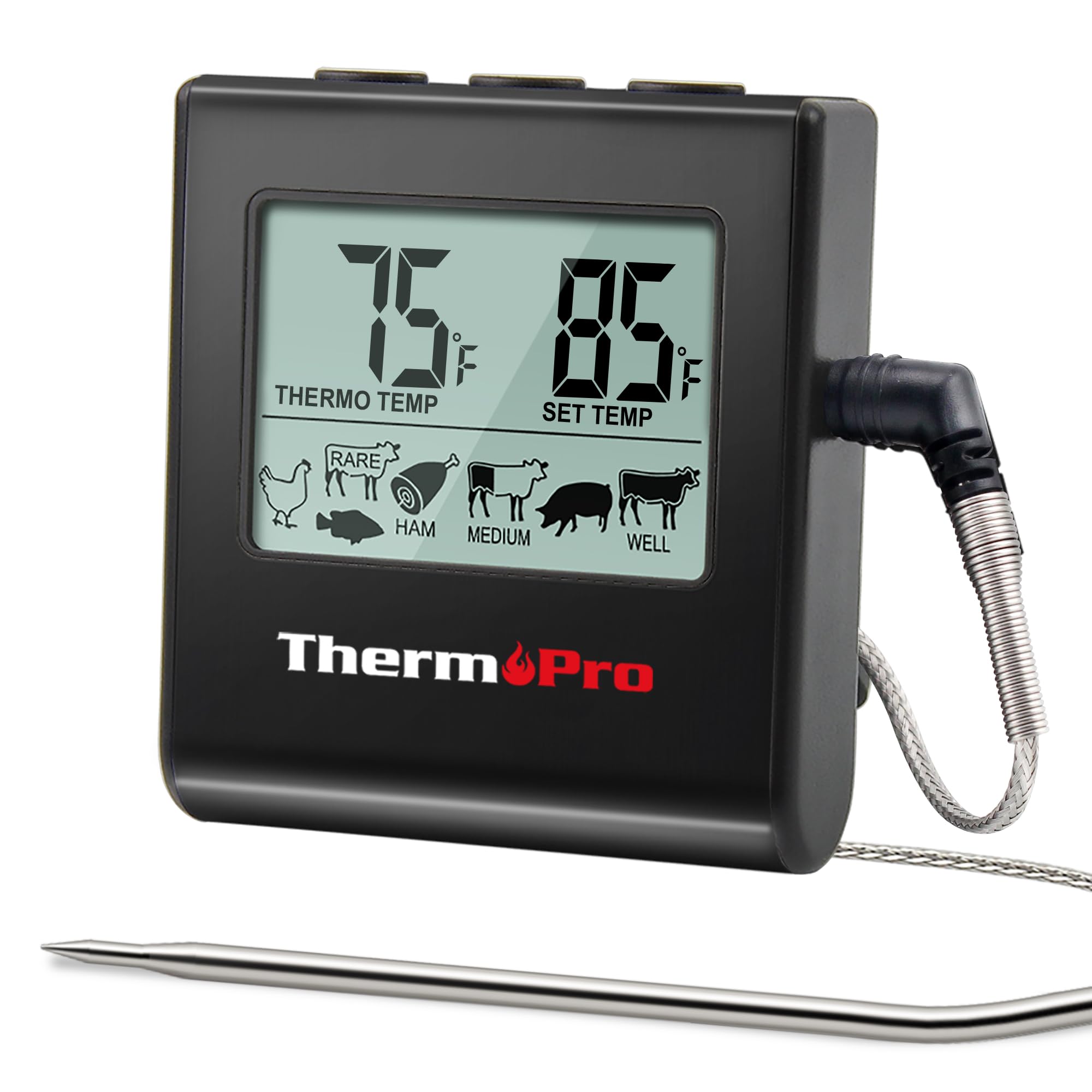 ThermoPro TP16 display for quick temperature readouts during grilling