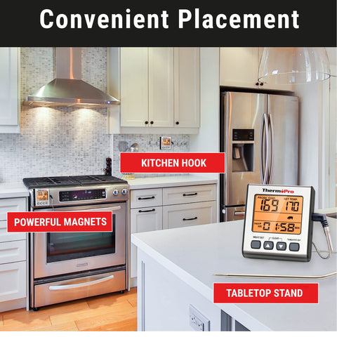 ThermoPro TP16S magnetic storage keeps the thermometer within reach.
