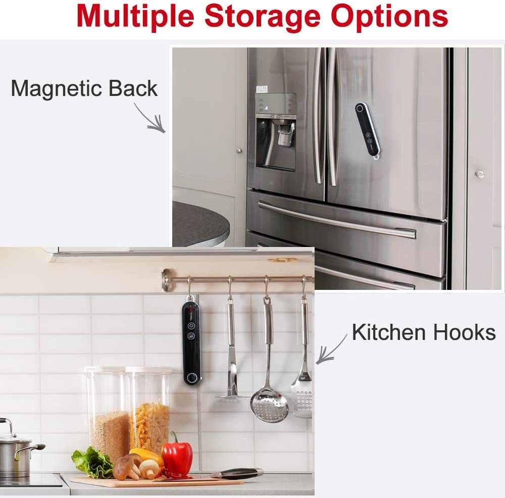 ThermoPro TP18 magnetic back attaches to fridge for easy storage