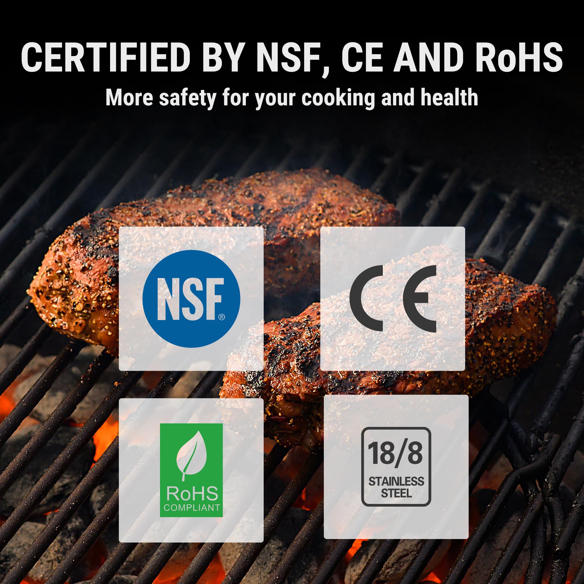 ThermoPro TP20B NSF-certified badge ensures food-safe quality.