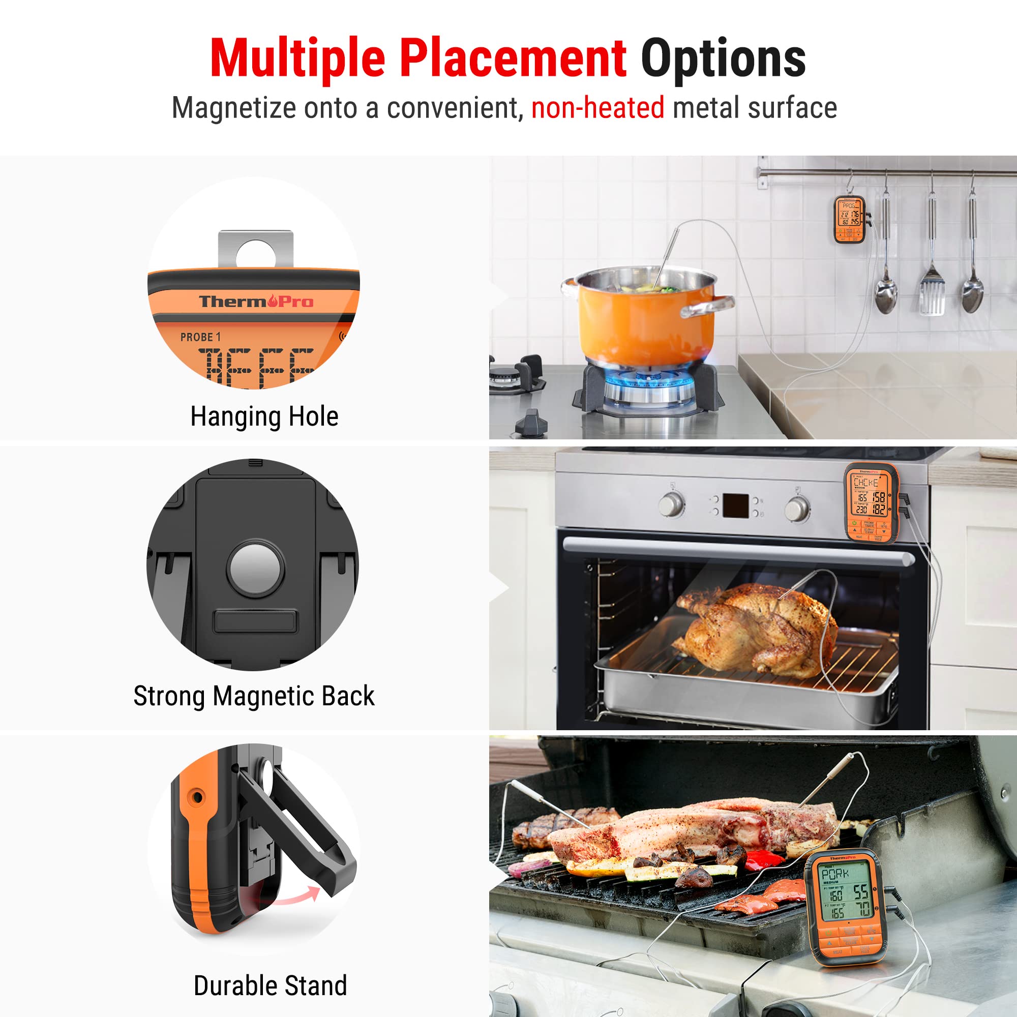 ThermoPro TP28 beeps or vibrates to notify when targets are met