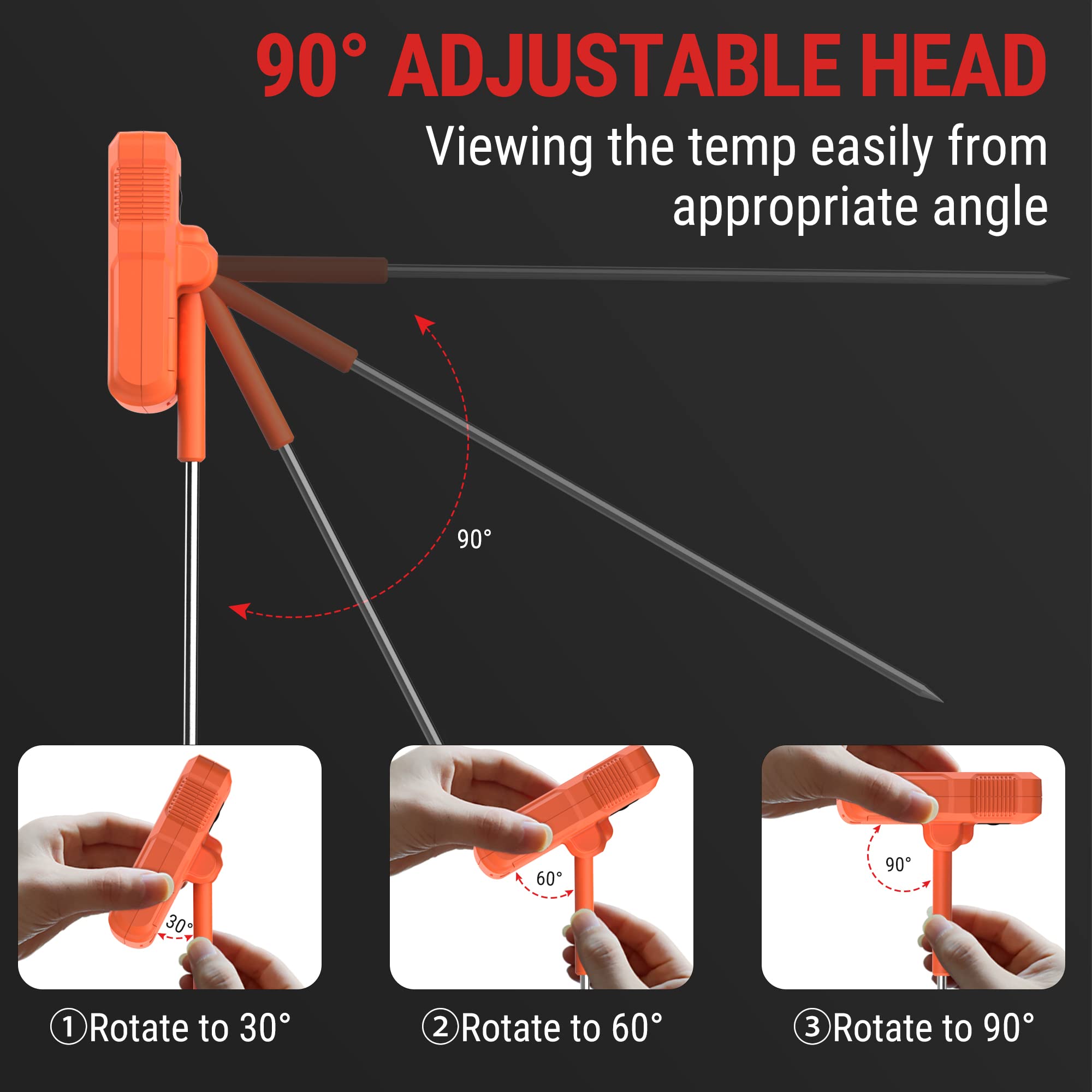 ThermoPro TP510 long probe with a secure pot clip for safe use.