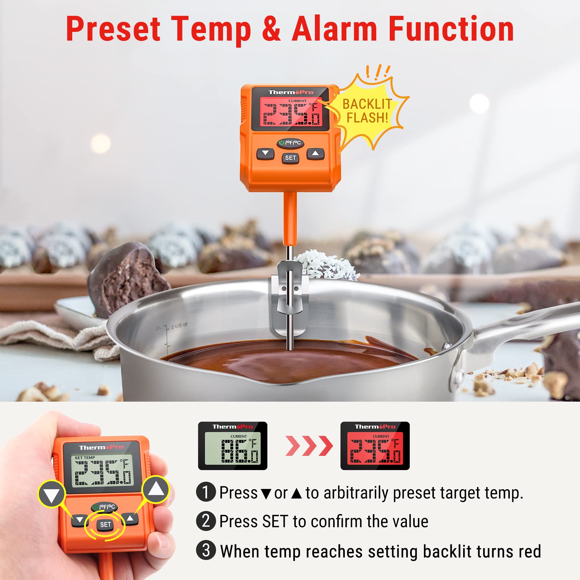 ThermoPro TP511 deep fry thermometer with 10-inch probe for accurate frying