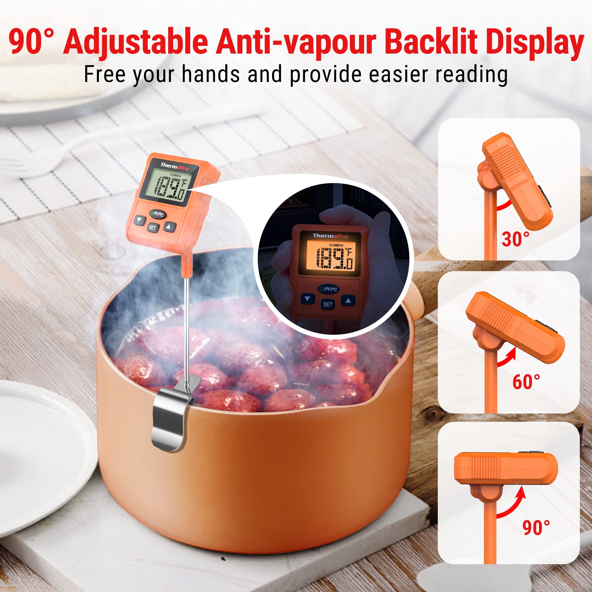 ThermoPro TP511 IPX5 waterproof design easy cleaning under water