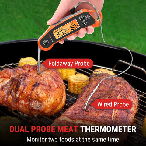 ThermoPro TP710 foldaway probe in use for instant temperature checks.