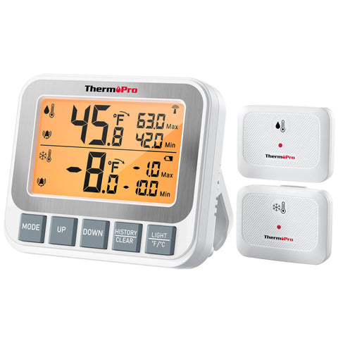 ThermoPro wireless fridge thermometer with long-range monitoring for remote temps.