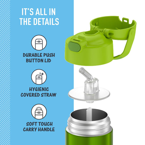 THERMOS FUNtainer 12oz lime bottle durable stainless steel construction for daily drops