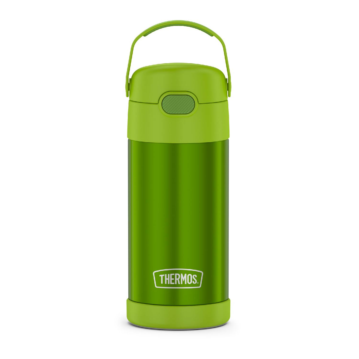 THERMOS FUNtainer 12oz lime bottle side view keeps drinks cold on the go