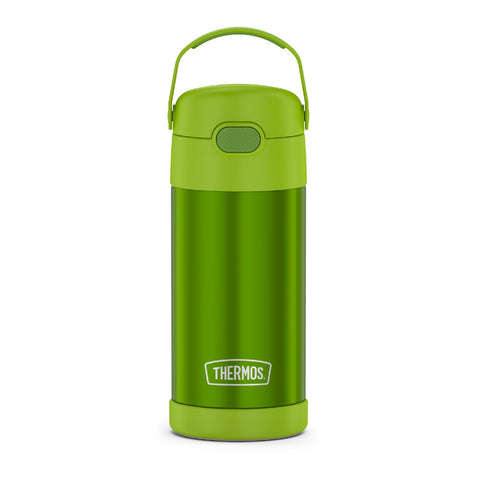 THERMOS FUNtainer 12oz lime bottle side view keeps drinks cold on the go