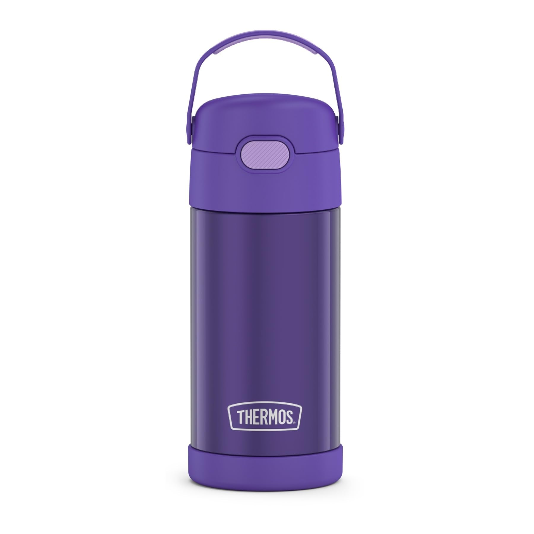 THERMOS FUNTAINER 12oz water bottle with straw in violet, front view for school use