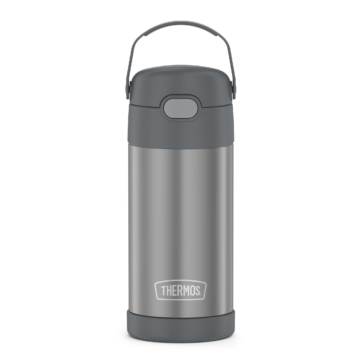 THERMOS FUNTAINER 12oz water bottle keeps drinks cold for hours, ideal for school.