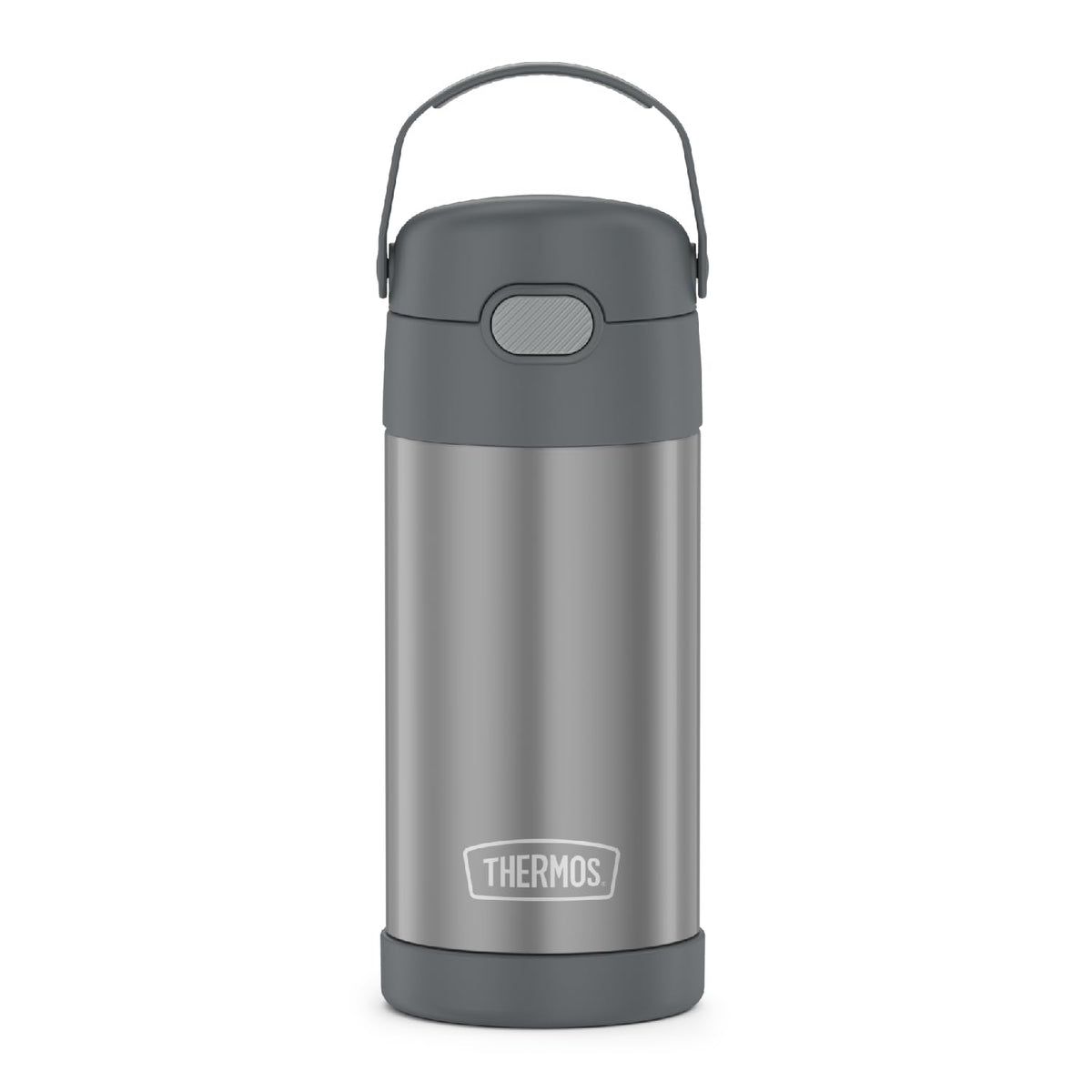 THERMOS FUNTAINER 12oz water bottle keeps drinks cold for hours, ideal for school.